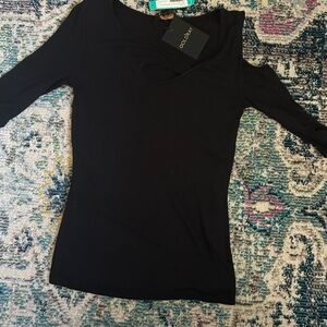 Black 3/4 Lightweight Sweater with Cutouts